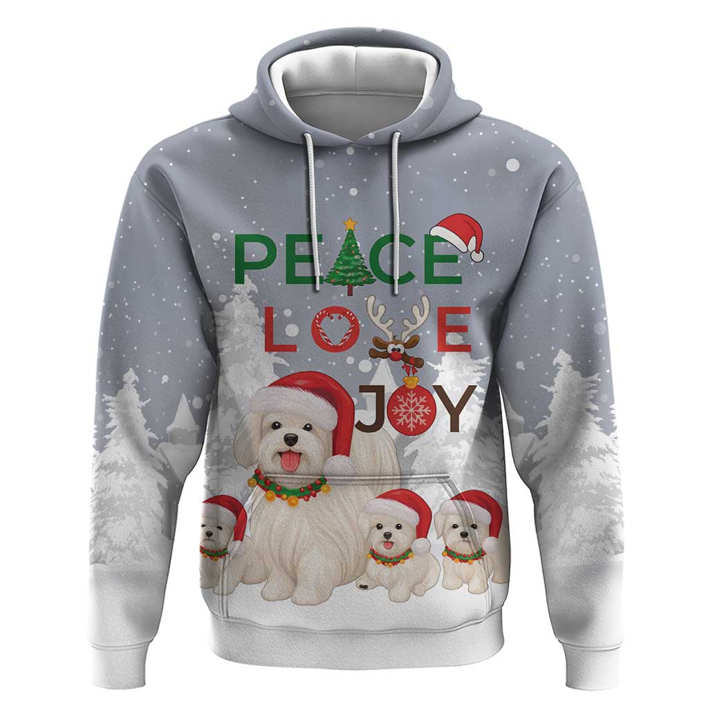 Maltese Peace Love Joy Christmas Hoodie Xmas Holiday Patterns - Wonder Print Shop
