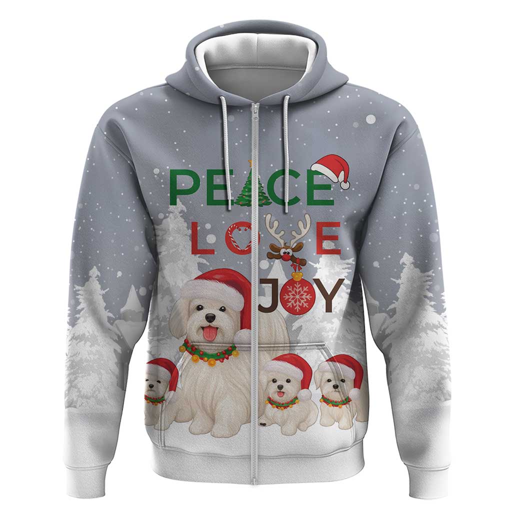 Maltese Peace Love Joy Christmas Hoodie Xmas Holiday Patterns - Wonder Print Shop