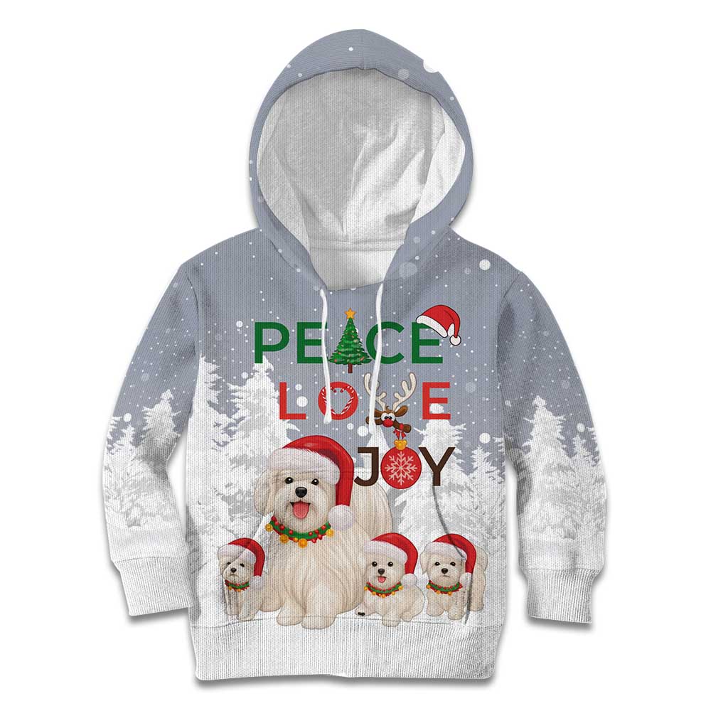 Maltese Peace Love Joy Christmas Kid Hoodie Xmas Holiday Patterns - Wonder Print Shop
