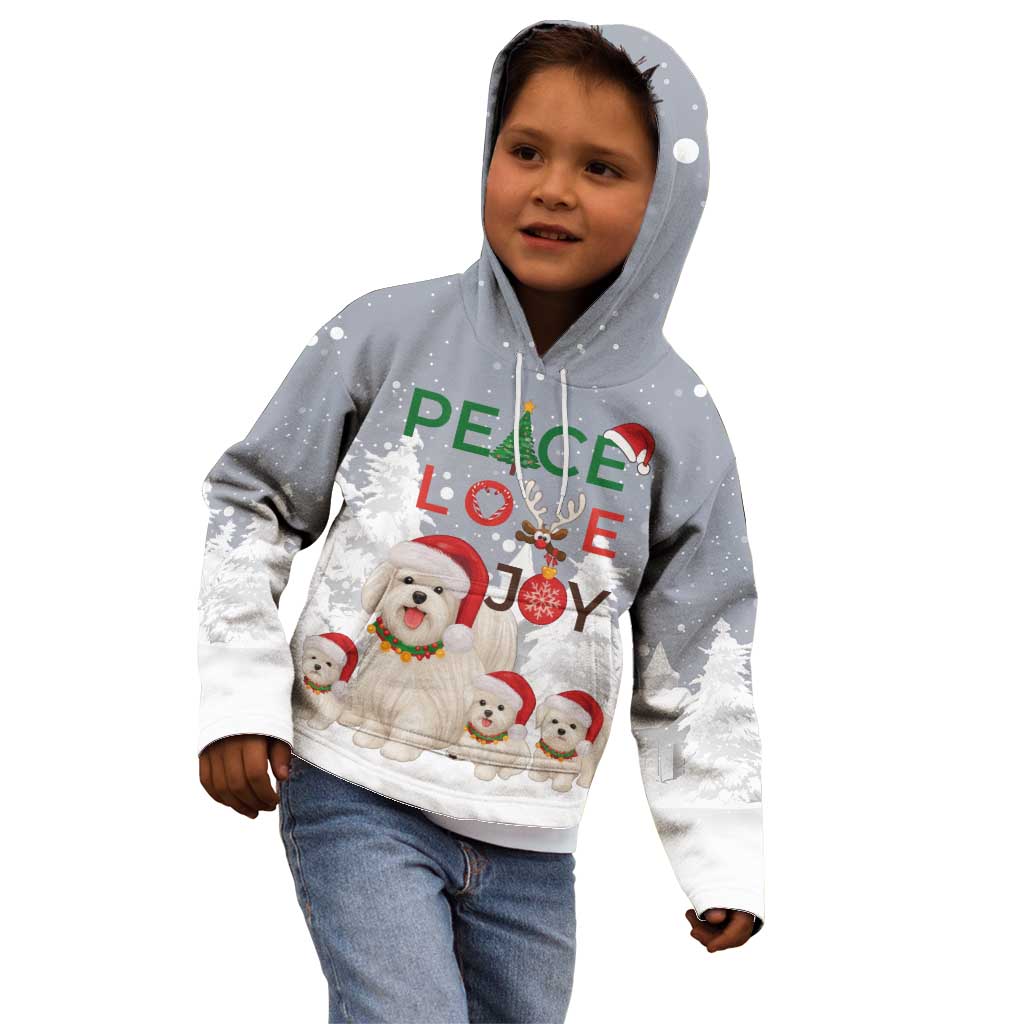 Maltese Peace Love Joy Christmas Kid Hoodie Xmas Holiday Patterns - Wonder Print Shop