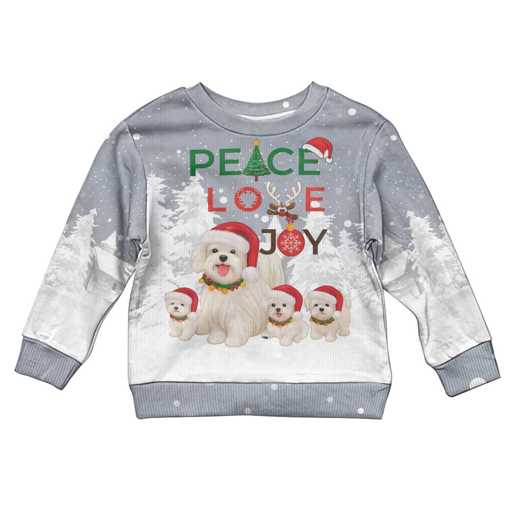 Maltese Peace Love Joy Christmas Kid Ugly Christmas Sweater Xmas Holiday Patterns - Wonder Print Shop