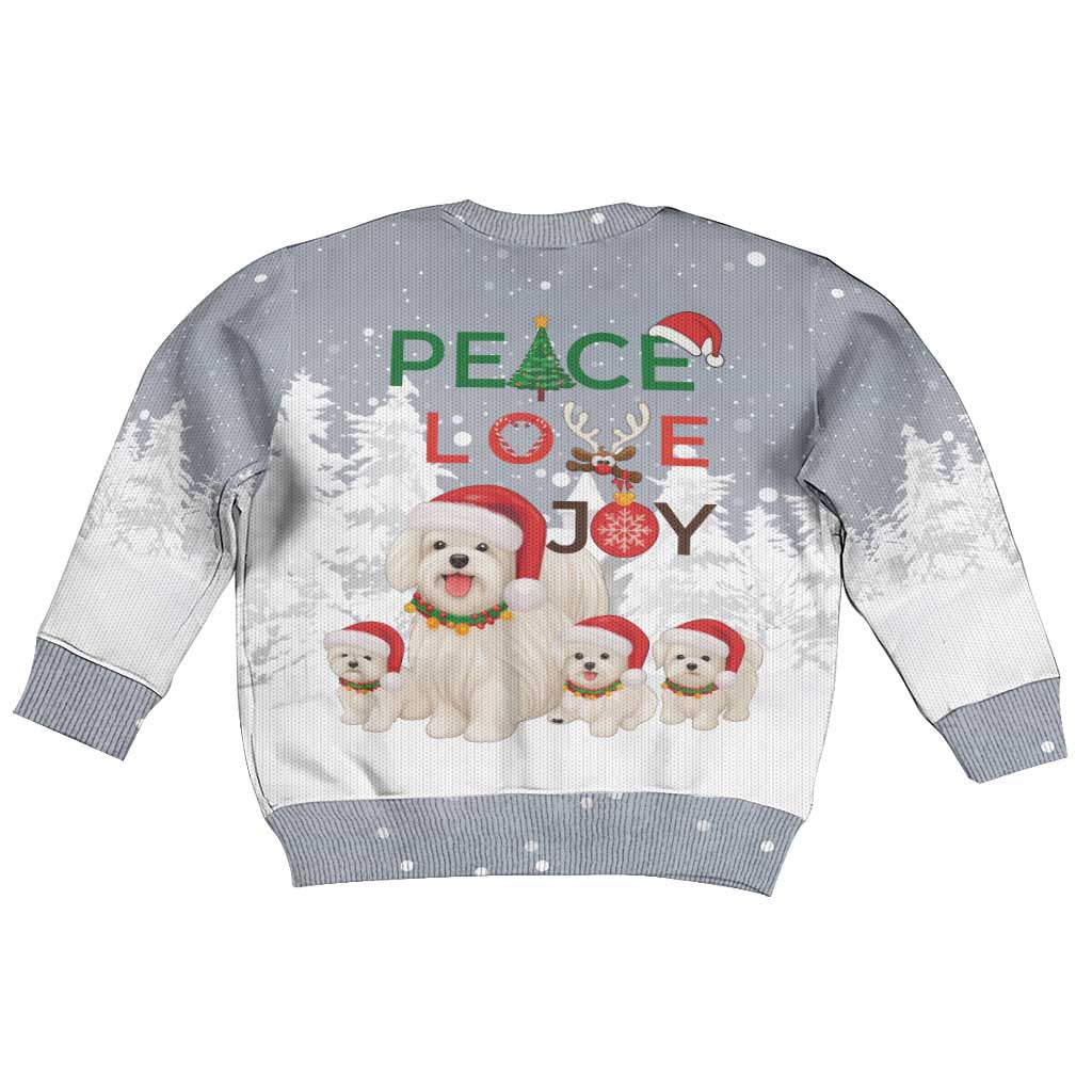 Maltese Peace Love Joy Christmas Kid Ugly Christmas Sweater Xmas Holiday Patterns - Wonder Print Shop