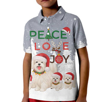Maltese Peace Love Joy Christmas Kid Polo Shirt Xmas Holiday Patterns - Wonder Print Shop