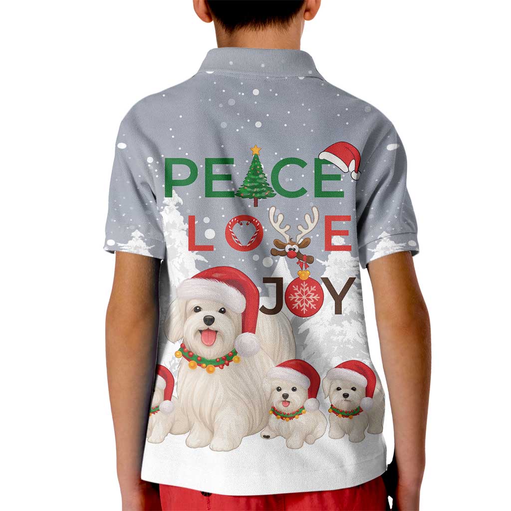 Maltese Peace Love Joy Christmas Kid Polo Shirt Xmas Holiday Patterns - Wonder Print Shop