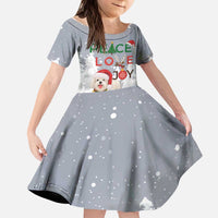 Maltese Peace Love Joy Christmas Kid Short Sleeve Dress Xmas Holiday Patterns - Wonder Print Shop