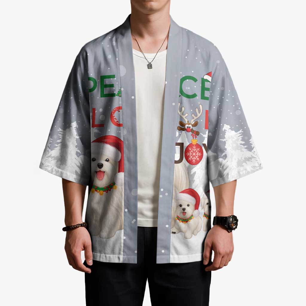 Maltese Peace Love Joy Christmas Kimono Xmas Holiday Patterns - Wonder Print Shop