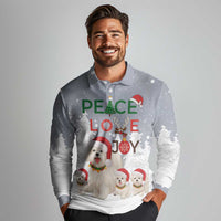 Maltese Peace Love Joy Christmas Long Sleeve Polo Shirt Xmas Holiday Patterns - Wonder Print Shop