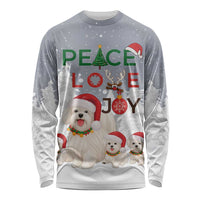 Maltese Peace Love Joy Christmas Long Sleeve Shirt Xmas Holiday Patterns - Wonder Print Shop
