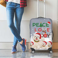Maltese Peace Love Joy Christmas Luggage Cover Xmas Holiday Patterns - Wonder Print Shop