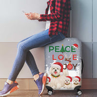 Maltese Peace Love Joy Christmas Luggage Cover Xmas Holiday Patterns - Wonder Print Shop