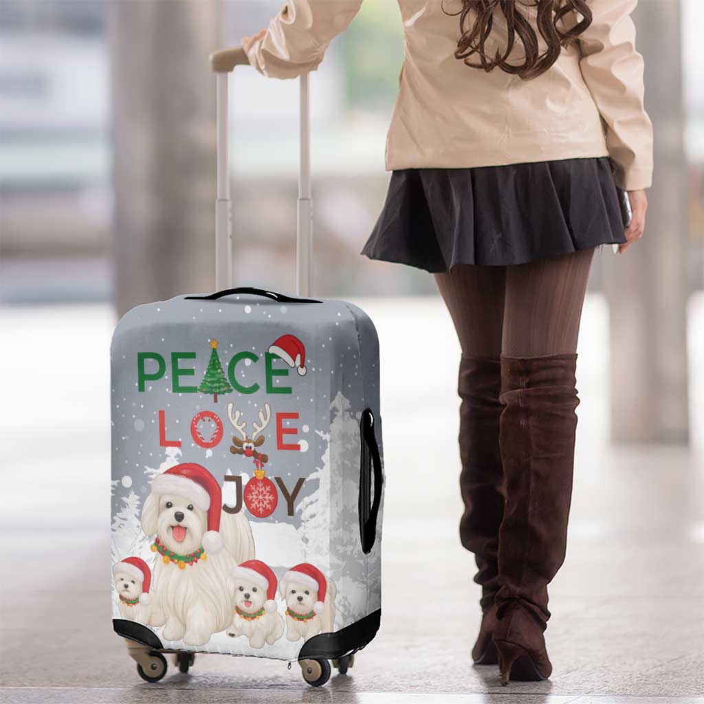 Maltese Peace Love Joy Christmas Luggage Cover Xmas Holiday Patterns - Wonder Print Shop