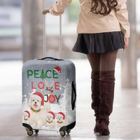 Maltese Peace Love Joy Christmas Luggage Cover Xmas Holiday Patterns - Wonder Print Shop