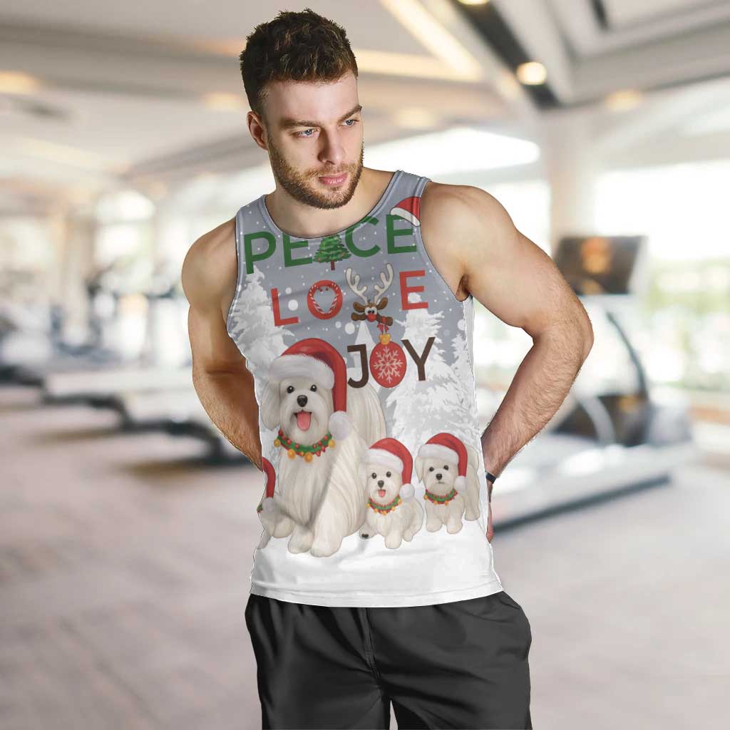 Maltese Peace Love Joy Christmas Men Tank Top Xmas Holiday Patterns - Wonder Print Shop