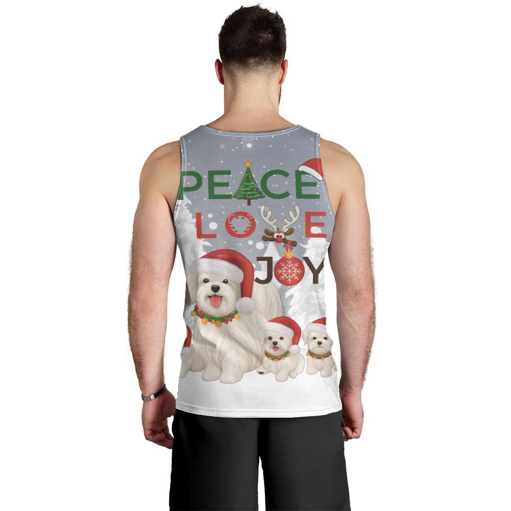 Maltese Peace Love Joy Christmas Men Tank Top Xmas Holiday Patterns - Wonder Print Shop