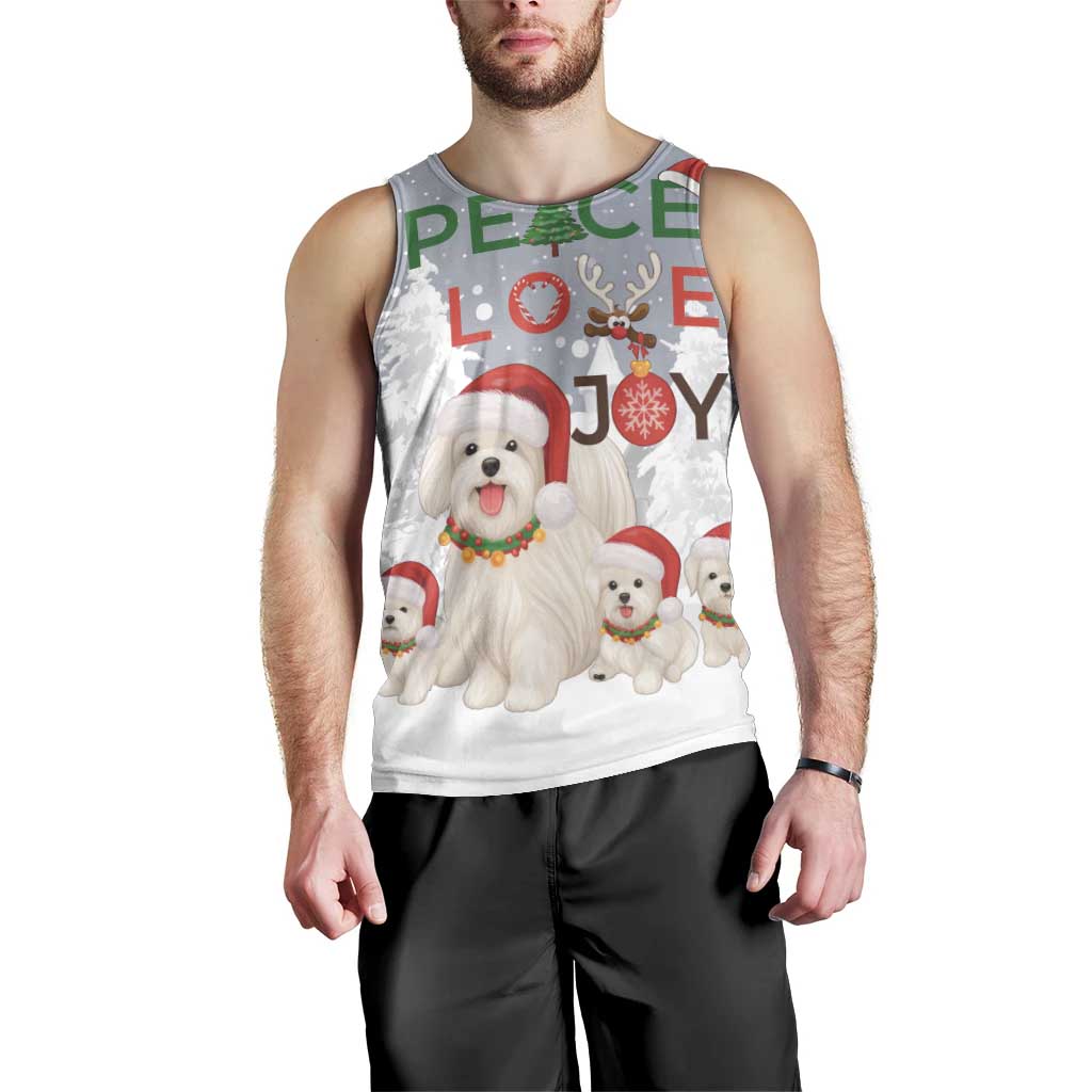 Maltese Peace Love Joy Christmas Men Tank Top Xmas Holiday Patterns - Wonder Print Shop