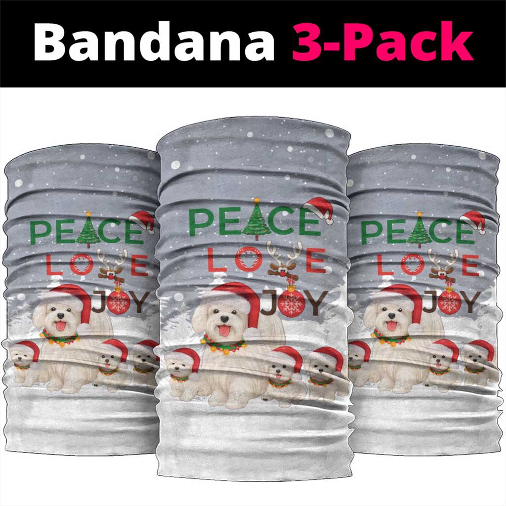 Maltese Peace Love Joy Christmas Neck Gaiter Xmas Holiday Patterns - Wonder Print Shop
