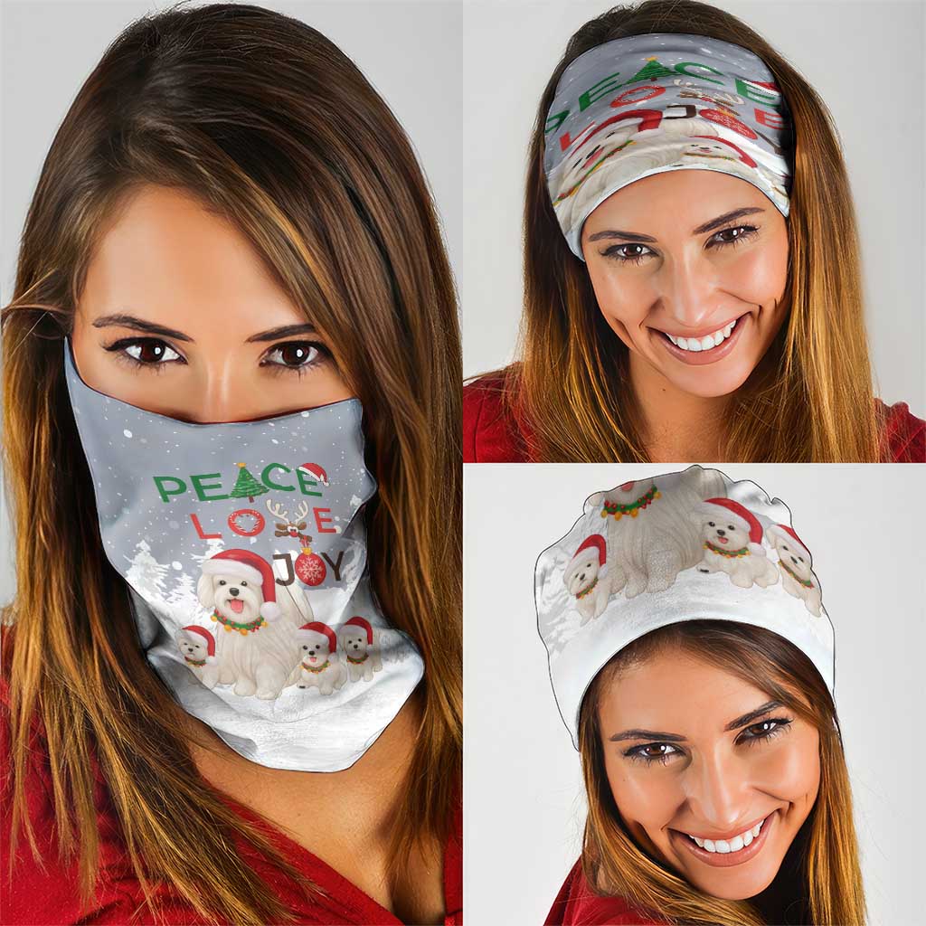 Maltese Peace Love Joy Christmas Neck Gaiter Xmas Holiday Patterns - Wonder Print Shop