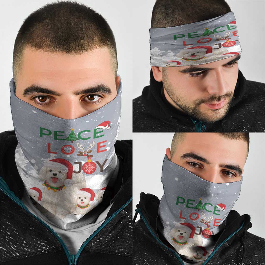 Maltese Peace Love Joy Christmas Neck Gaiter Xmas Holiday Patterns - Wonder Print Shop
