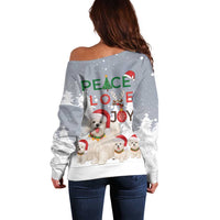 Maltese Peace Love Joy Christmas Off Shoulder Sweater Xmas Holiday Patterns - Wonder Print Shop