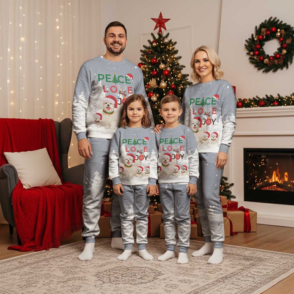 Maltese Peace Love Joy Christmas Pajama Set Xmas Holiday Patterns - Wonder Print Shop