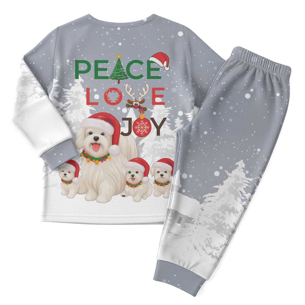 Maltese Peace Love Joy Christmas Pajama Set Xmas Holiday Patterns - Wonder Print Shop