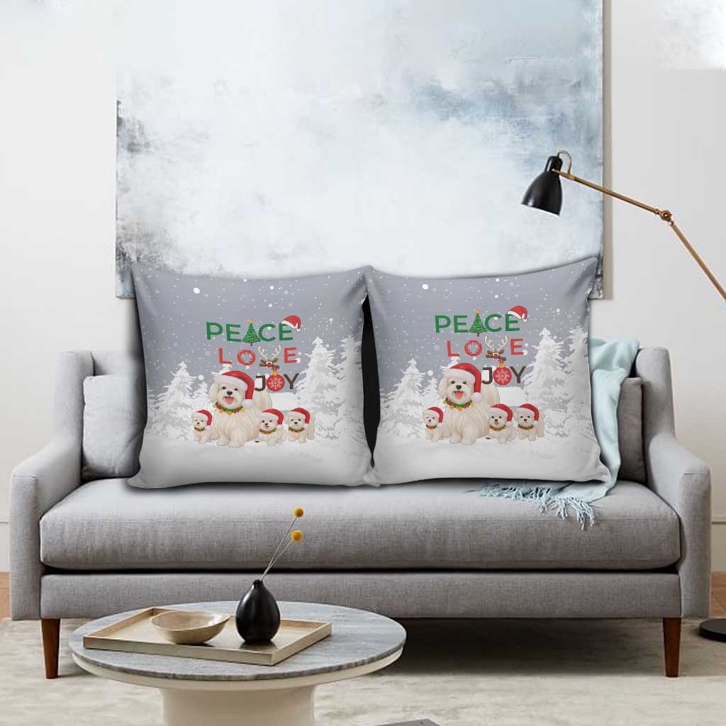 Maltese Peace Love Joy Christmas Pillow Cover Xmas Holiday Patterns - Wonder Print Shop