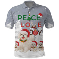 Maltese Peace Love Joy Christmas Polo Shirt Xmas Holiday Patterns - Wonder Print Shop
