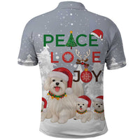 Maltese Peace Love Joy Christmas Polo Shirt Xmas Holiday Patterns - Wonder Print Shop