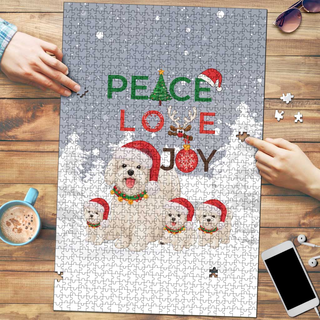 Maltese Peace Love Joy Christmas Puzzle Xmas Holiday Patterns - Wonder Print Shop