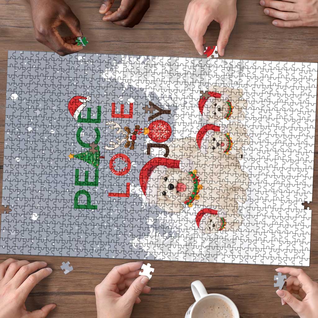Maltese Peace Love Joy Christmas Puzzle Xmas Holiday Patterns - Wonder Print Shop