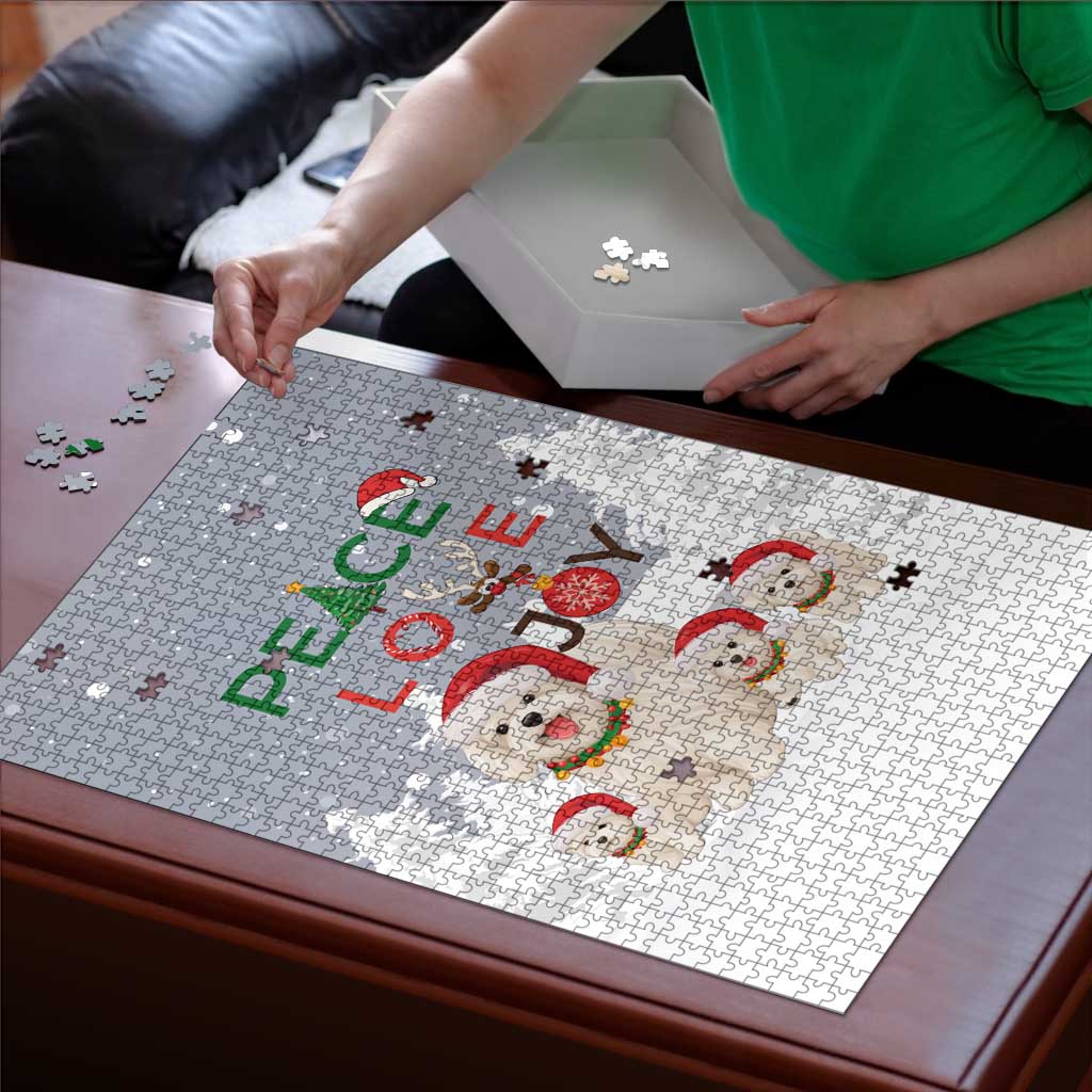 Maltese Peace Love Joy Christmas Puzzle Xmas Holiday Patterns - Wonder Print Shop