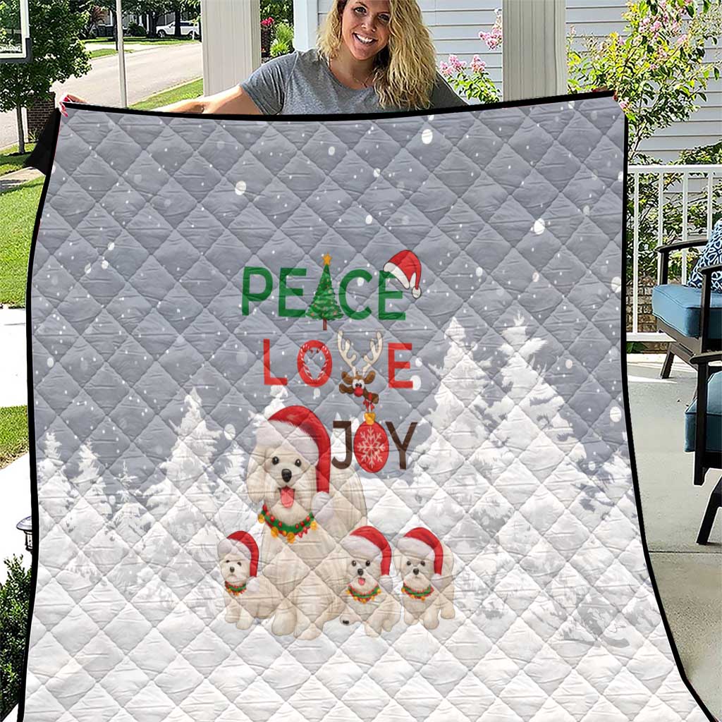 Maltese Peace Love Joy Christmas Quilt Xmas Holiday Patterns - Wonder Print Shop