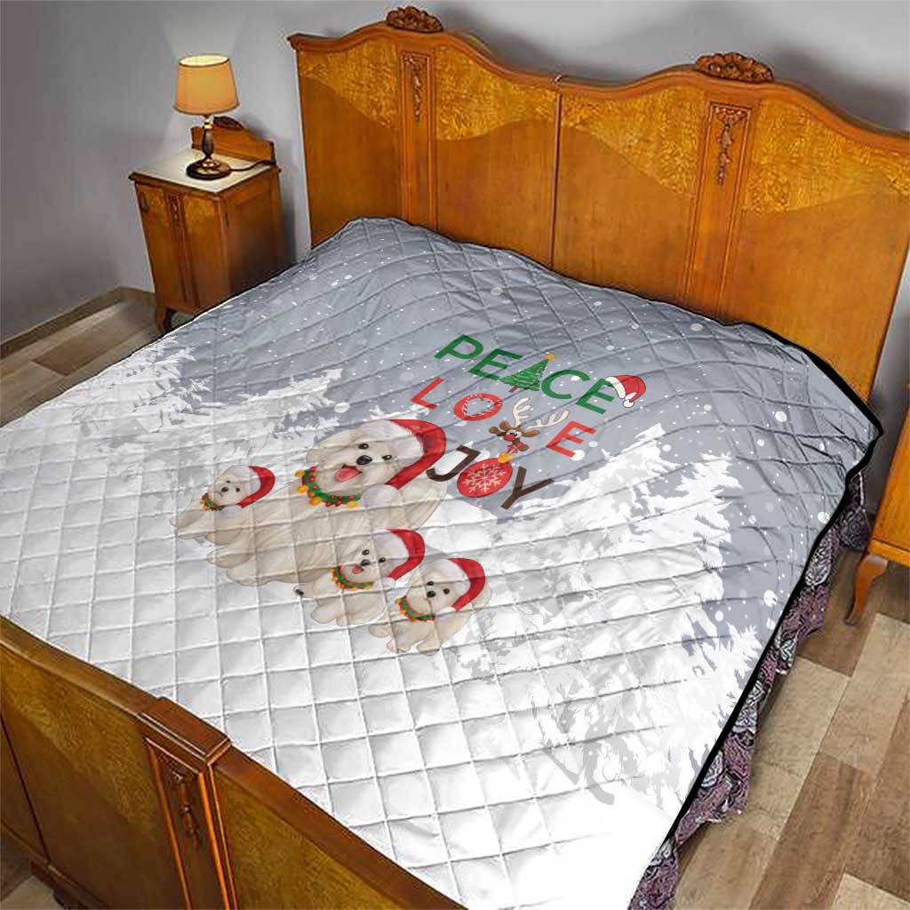 Maltese Peace Love Joy Christmas Quilt Xmas Holiday Patterns - Wonder Print Shop