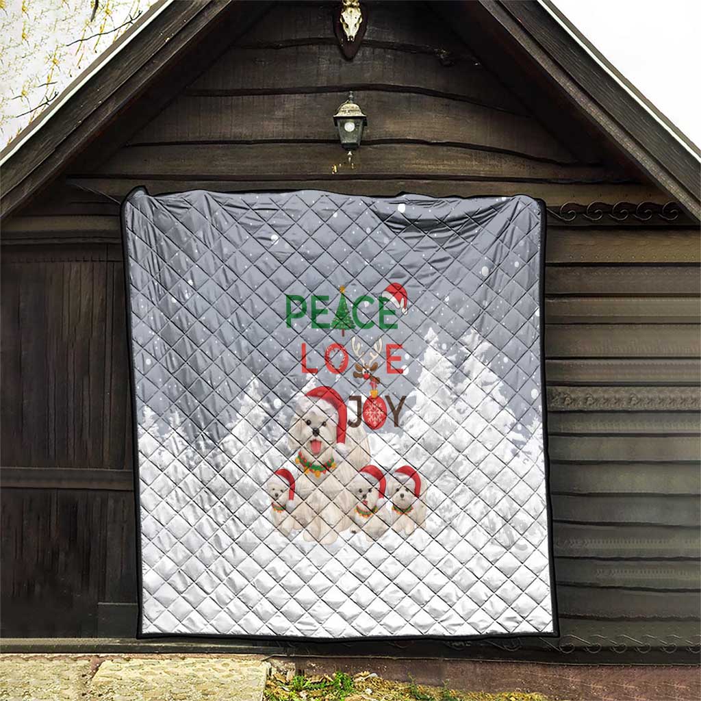 Maltese Peace Love Joy Christmas Quilt Xmas Holiday Patterns - Wonder Print Shop