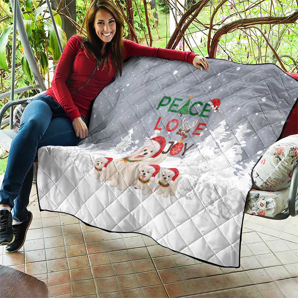 Maltese Peace Love Joy Christmas Quilt Xmas Holiday Patterns - Wonder Print Shop