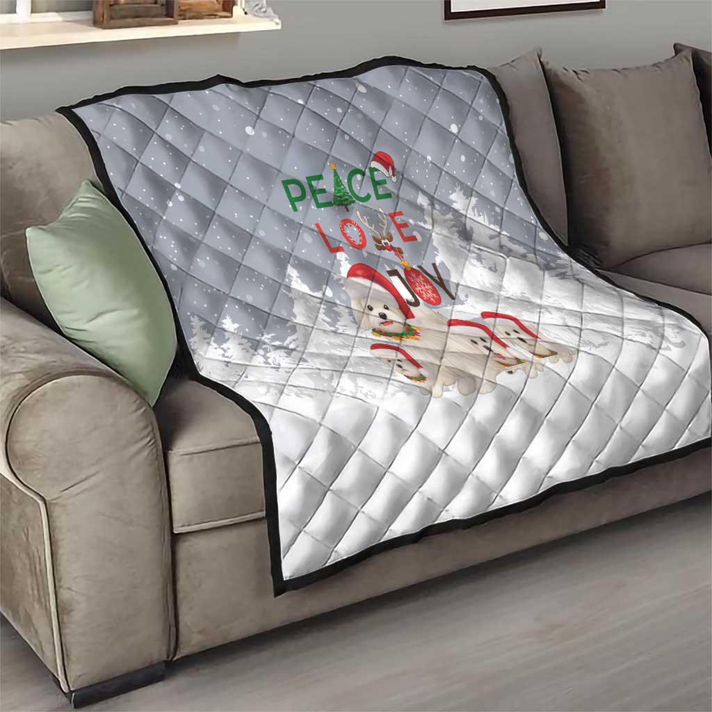 Maltese Peace Love Joy Christmas Quilt Xmas Holiday Patterns - Wonder Print Shop