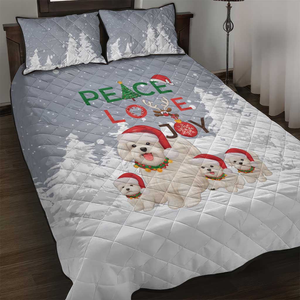 Maltese Peace Love Joy Christmas Quilt Bed Set Xmas Holiday Patterns - Wonder Print Shop