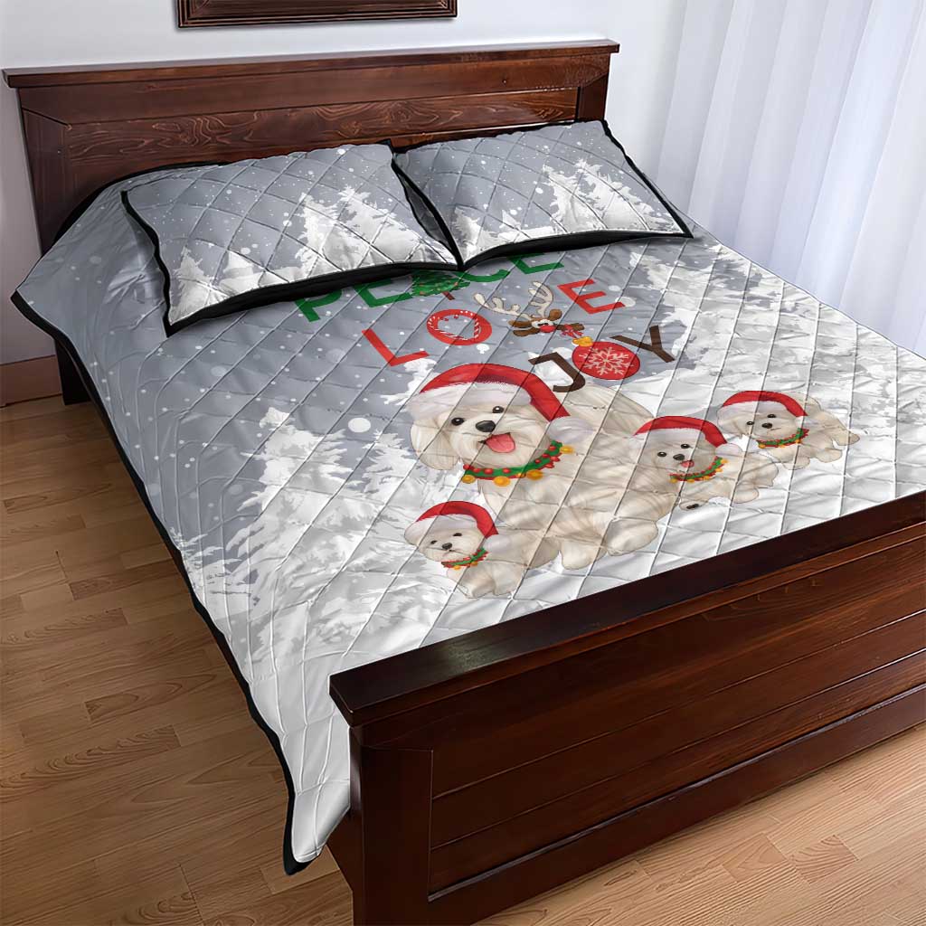 Maltese Peace Love Joy Christmas Quilt Bed Set Xmas Holiday Patterns - Wonder Print Shop