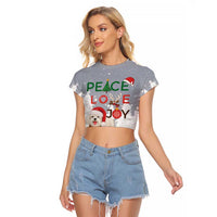 Maltese Peace Love Joy Christmas Raglan Cropped T Shirt Xmas Holiday Patterns - Wonder Print Shop