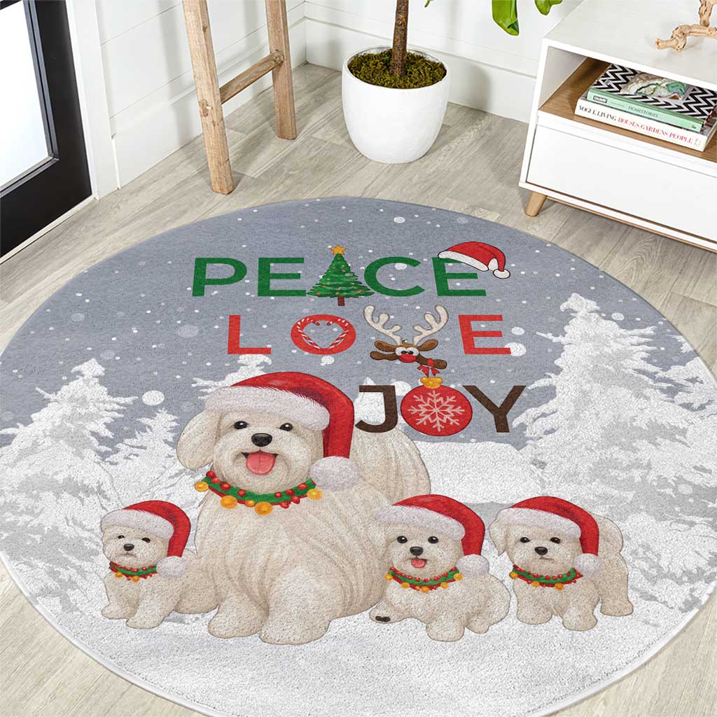 Maltese Peace Love Joy Christmas Round Carpet Xmas Holiday Patterns - Wonder Print Shop