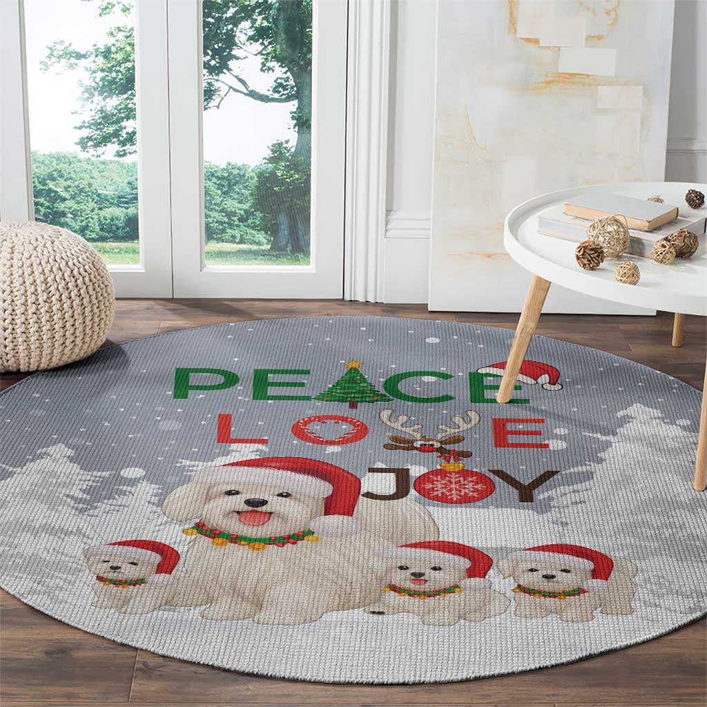 Maltese Peace Love Joy Christmas Round Carpet Xmas Holiday Patterns - Wonder Print Shop