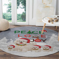 Maltese Peace Love Joy Christmas Round Carpet Xmas Holiday Patterns - Wonder Print Shop