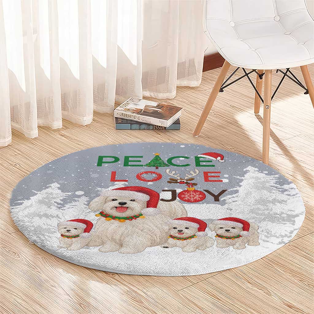 Maltese Peace Love Joy Christmas Round Carpet Xmas Holiday Patterns - Wonder Print Shop