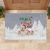 Maltese Peace Love Joy Christmas Rubber Doormat Xmas Holiday Patterns - Wonder Print Shop