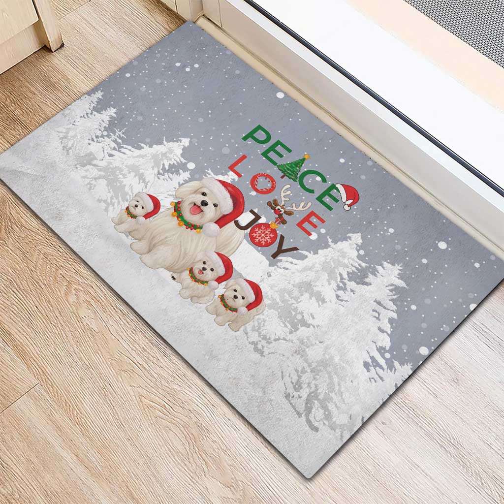 Maltese Peace Love Joy Christmas Rubber Doormat Xmas Holiday Patterns - Wonder Print Shop