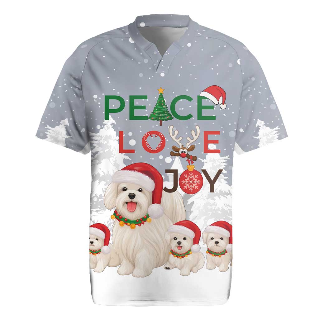 Maltese Peace Love Joy Christmas Rugby Jersey Xmas Holiday Patterns - Wonder Print Shop