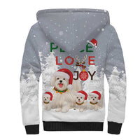 Maltese Peace Love Joy Christmas Sherpa Hoodie Xmas Holiday Patterns - Wonder Print Shop