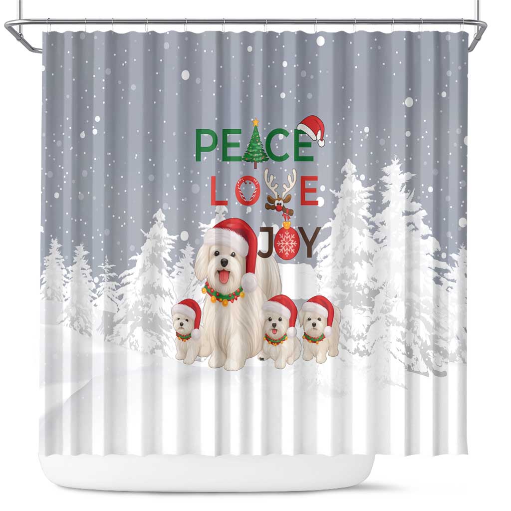 Maltese Peace Love Joy Christmas Shower Curtain Xmas Holiday Patterns - Wonder Print Shop