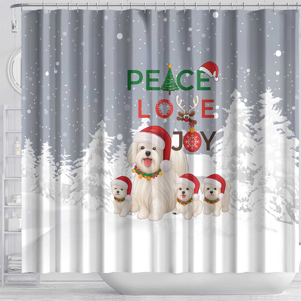 Maltese Peace Love Joy Christmas Shower Curtain Xmas Holiday Patterns - Wonder Print Shop