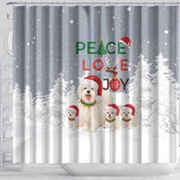 Maltese Peace Love Joy Christmas Shower Curtain Xmas Holiday Patterns - Wonder Print Shop